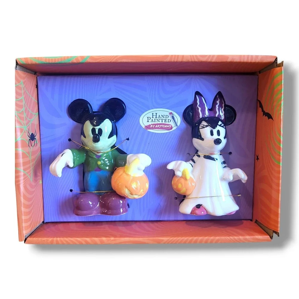 Disney Mickey Minnie Mouse Frankenstein Bride Halloween Ceramic Salt Pepper Set